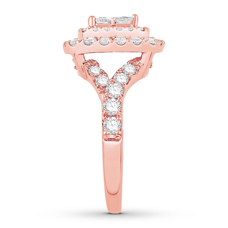 Main Image 3 of Previously Owned Princess-cut Diamond Engagement Ring 1-7/8 ct tw 14K Rose Gold
