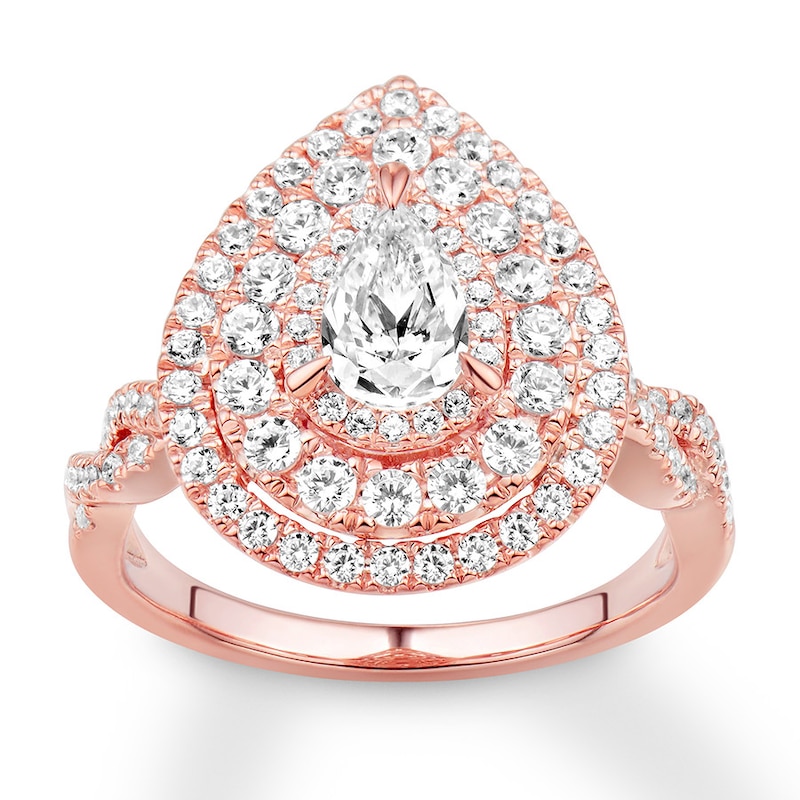 Main Image 1 of Previously Owned Diamond Engagement Ring 1-1/4 ct tw Pear/Round 14K Rose Gold