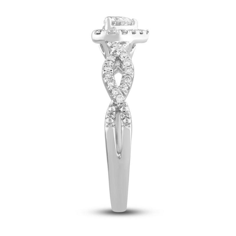 Main Image 2 of Previously Owned Diamond Engagement Ring 1/2 ct tw Heart & Round 14K White Gold