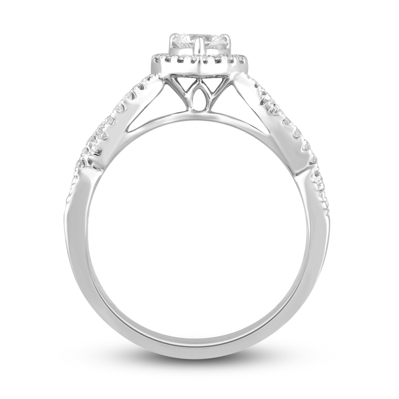 Main Image 3 of Previously Owned Diamond Engagement Ring 1/2 ct tw Heart & Round 14K White Gold