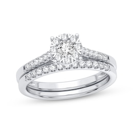 Previously Owned Diamond Bridal Set 3/8 ct tw Round-cut 10K White Gold