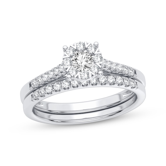 Previously Owned Diamond Bridal Set 3/8 ct tw Round-cut 10K White Gold