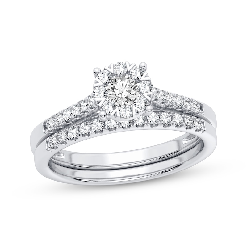 Main Image 1 of Previously Owned Diamond Bridal Set 3/8 ct tw Round-cut 10K White Gold