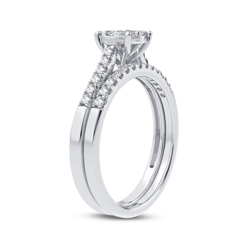 Main Image 2 of Previously Owned Diamond Bridal Set 3/8 ct tw Round-cut 10K White Gold