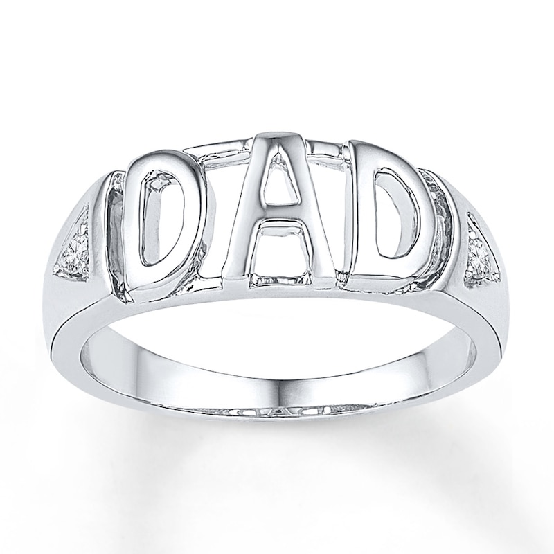 Main Image 1 of Previously Owned Diamond "Dad" Ring 1/15 ct tw Round-cut 10K White Gold