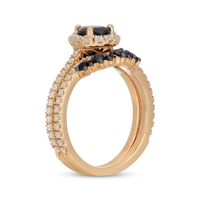 Main Image 2 of Neil Lane Pear-Shaped Black & White Diamond Bridal Set 1-1/2 ct tw 14K Yellow Gold