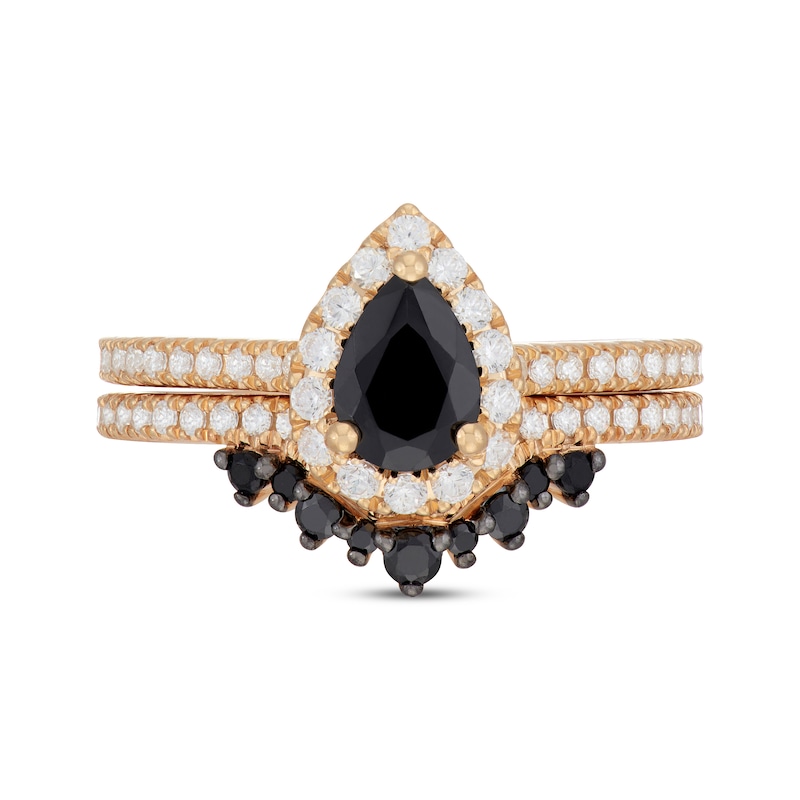 Main Image 3 of Neil Lane Pear-Shaped Black & White Diamond Bridal Set 1-1/2 ct tw 14K Yellow Gold