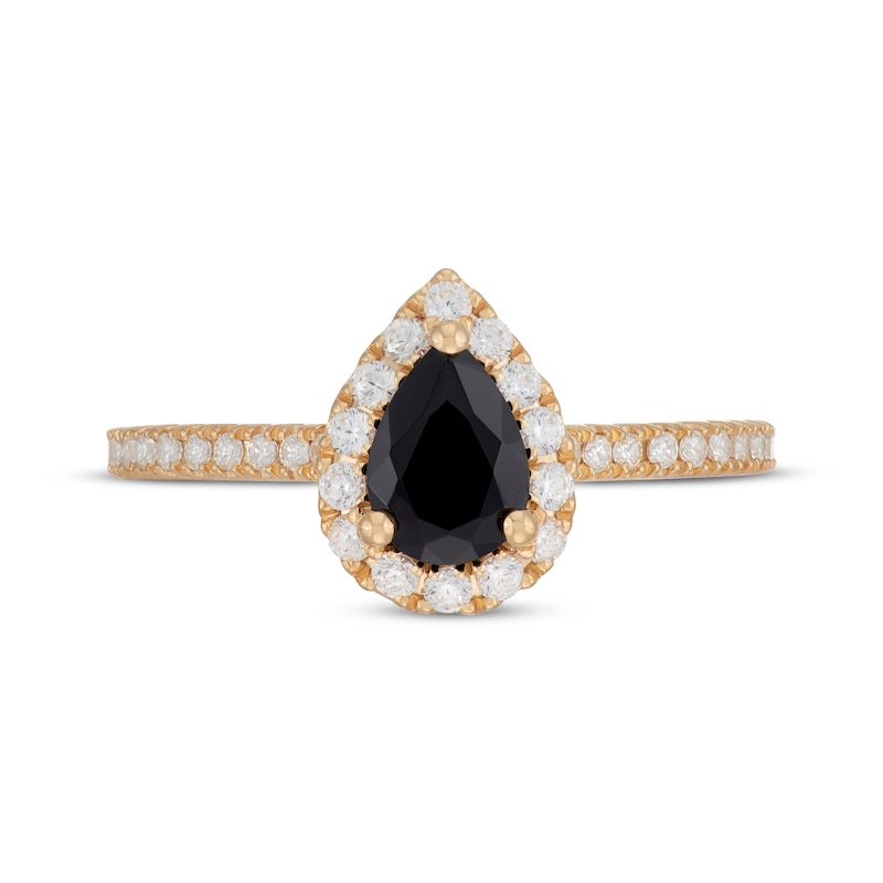 Main Image 6 of Neil Lane Pear-Shaped Black & White Diamond Engagement Ring 1-1/8 ct tw 14K Yellow Gold