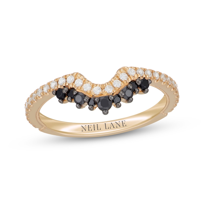 Main Image 1 of Neil Lane Black & White Diamond Contoured Wedding Band 3/8 ct tw 14K Yellow Gold
