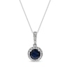 Thumbnail Image 1 of Round-Cut Blue Sapphire & Diamond Necklace 1/8 ct tw 10K White Gold 18”