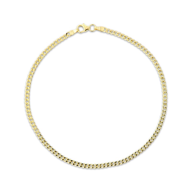 Main Image 1 of Small-Link Curb Chain Anklet 2.9mm Semi-Solid 14K Yellow Gold 10”