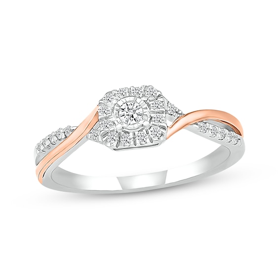 Diamond Promise Ring 1/5 ct tw Sterling Silver & 10K Rose Gold