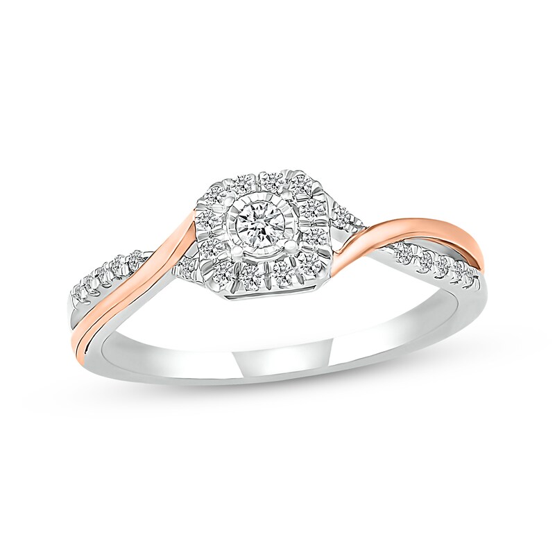Diamond Promise Ring 1/5 ct tw Sterling Silver & 10K Rose Gold