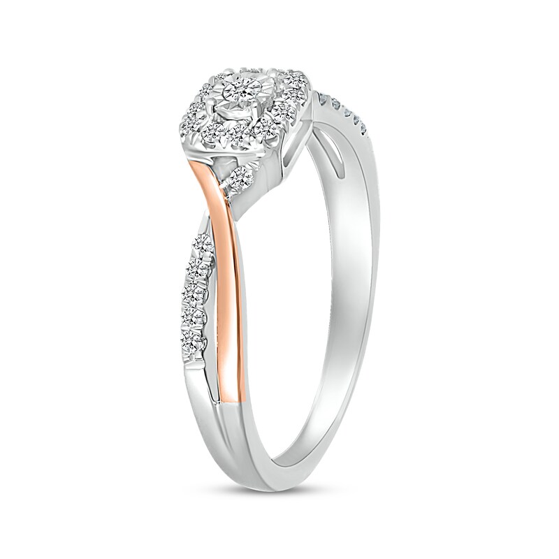 Diamond Promise Ring 1/5 ct tw Sterling Silver & 10K Rose Gold