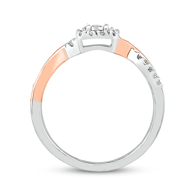 Diamond Promise Ring 1/5 ct tw Sterling Silver & 10K Rose Gold