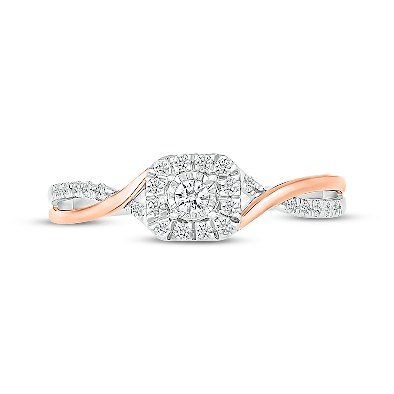 Diamond Promise Ring 1/5 ct tw Sterling Silver & 10K Rose Gold