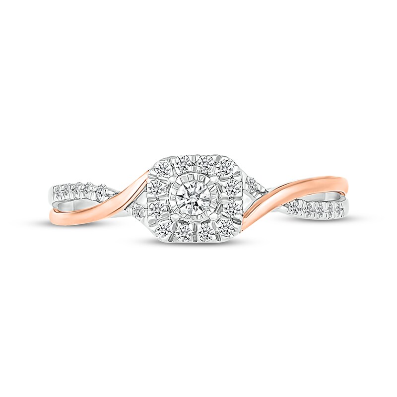 Diamond Promise Ring 1/5 ct tw Sterling Silver & 10K Rose Gold