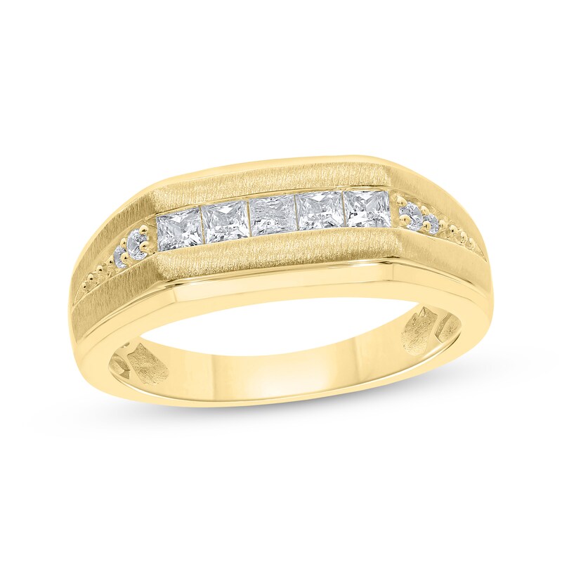 Men’s Square & Round-Cut Diamond Anniversary Band 5/8 ct tw 10K Yellow Gold