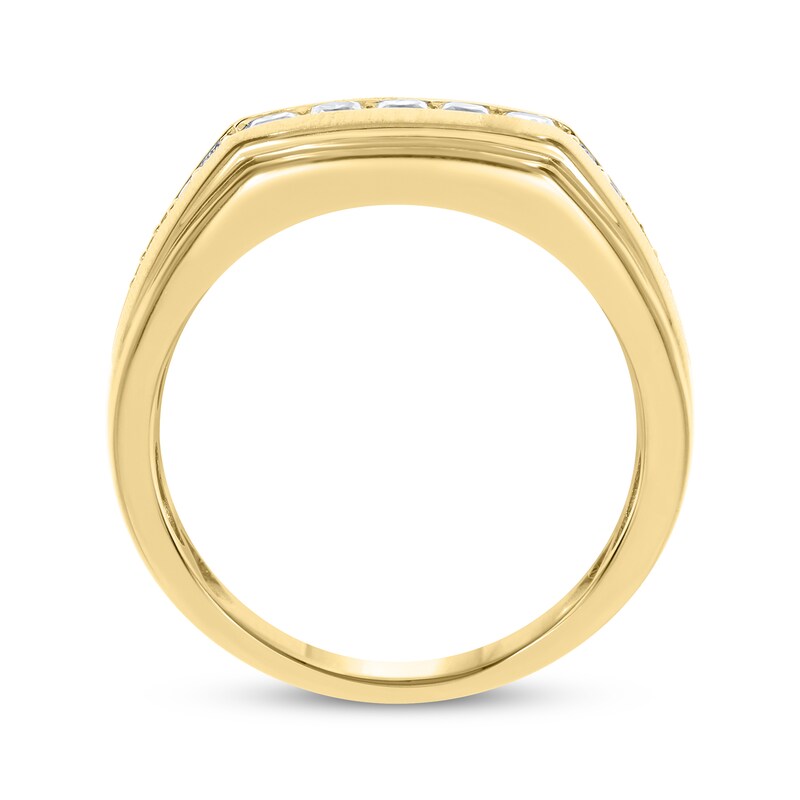 Men’s Square & Round-Cut Diamond Anniversary Band 5/8 ct tw 10K Yellow Gold