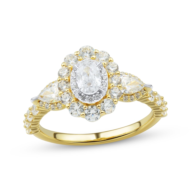 Main Image 1 of Adore Oval-Cut Diamond Halo Engagement Ring 1-1/2 ct tw 14K Yellow Gold
