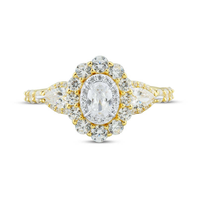 Main Image 3 of Adore Oval-Cut Diamond Halo Engagement Ring 1-1/2 ct tw 14K Yellow Gold