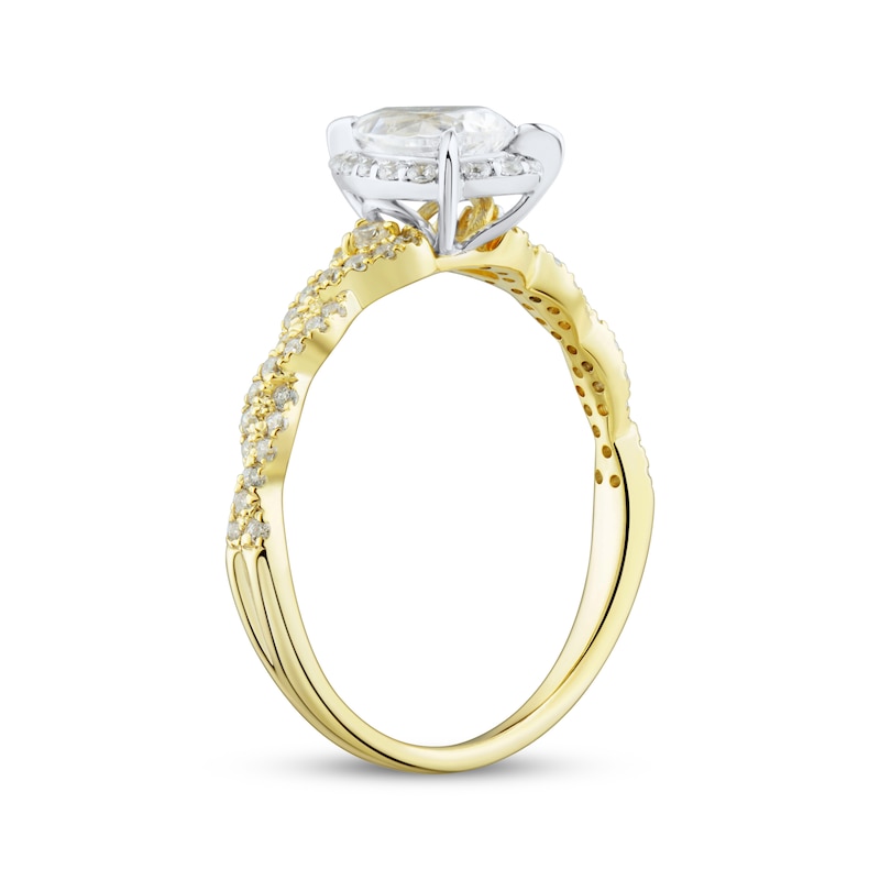 Main Image 2 of Pear-Shaped Diamond Halo Engagement Ring 3/4 ct tw 14K Two-Tone Gold