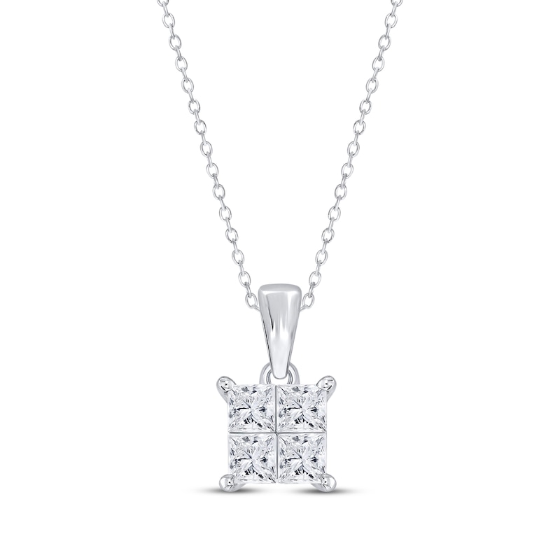 Main Image 1 of Princess-Cut Diamond Quad Necklace 1/2 ct tw 10K White Gold 18"