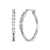 Thumbnail Image 1 of Oval-Cut Aquamarine & White Lab-Created Sapphire Hoop Earrings Sterling Silver