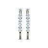 Thumbnail Image 2 of Oval-Cut Aquamarine & White Lab-Created Sapphire Hoop Earrings Sterling Silver
