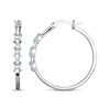 Thumbnail Image 3 of Oval-Cut Aquamarine & White Lab-Created Sapphire Hoop Earrings Sterling Silver