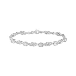 Oval-Cut White Lab-Created Sapphire Swirl Bracelet Sterling Silver 7.5&quot;