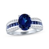 Thumbnail Image 1 of Oval-Cut Blue Lab-Created Sapphire & White Lab-Created Sapphire Ring Sterling Silver