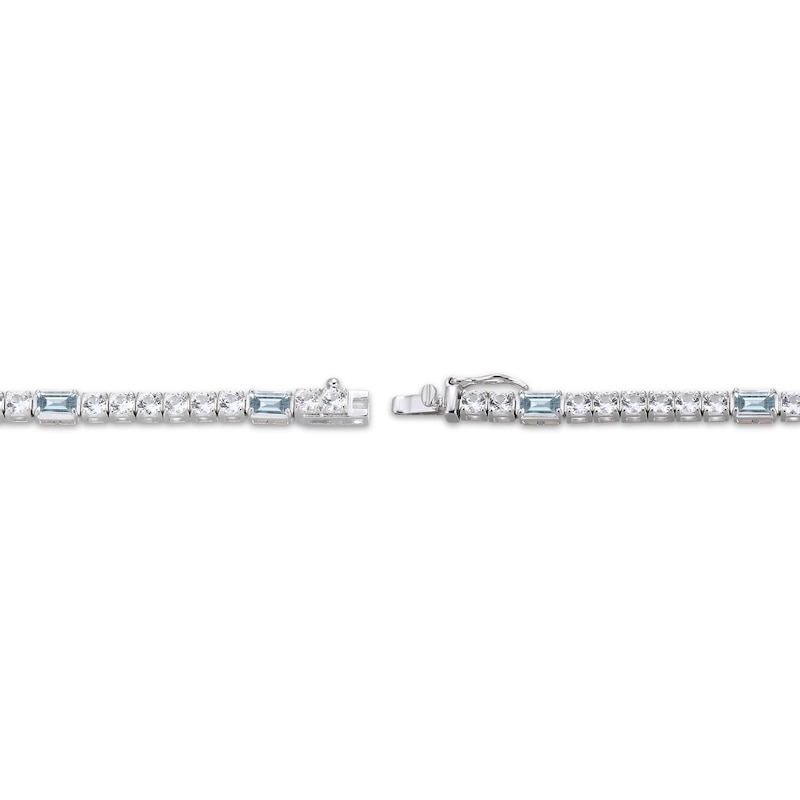 Emerald-Cut Aquamarine & White Lab-Created Sapphire Station Bracelet ...