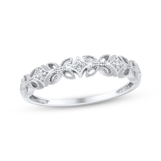 Adore Diamond Accent Filigree Anniversary Ring 10K White Gold