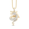 Thumbnail Image 1 of Men's Black & White Diamond Double-Sided Dragon Diamond-Cut Necklace 1/3 ct tw 10K Yellow Gold 22"