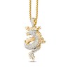 Thumbnail Image 2 of Men's Black & White Diamond Double-Sided Dragon Diamond-Cut Necklace 1/3 ct tw 10K Yellow Gold 22"