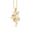 Thumbnail Image 3 of Men's Black & White Diamond Double-Sided Dragon Diamond-Cut Necklace 1/3 ct tw 10K Yellow Gold 22"
