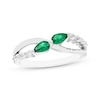 Thumbnail Image 1 of Pear-Shaped Lab-Created Emerald & White Lab-Created Sapphire Ring 10K White Gold
