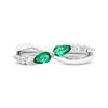 Thumbnail Image 3 of Pear-Shaped Lab-Created Emerald & White Lab-Created Sapphire Ring 10K White Gold