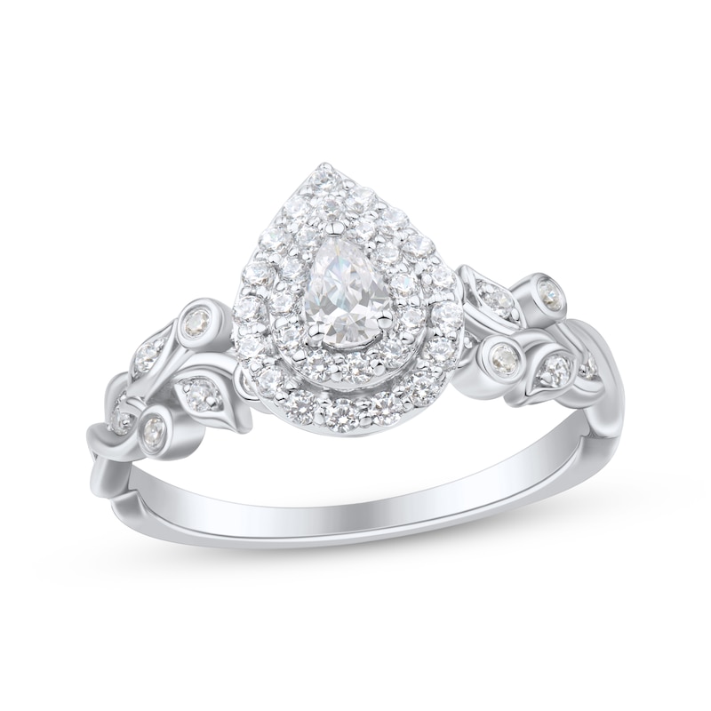 Main Image 1 of Adore Pear-Shaped Diamond Double Halo Engagement Ring 1/2 ct tw 14K White Gold