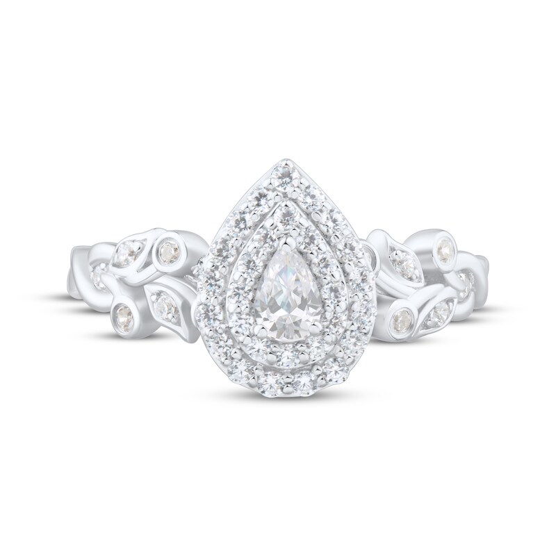 Main Image 3 of Adore Pear-Shaped Diamond Double Halo Engagement Ring 1/2 ct tw 14K White Gold