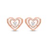 Thumbnail Image 2 of Diamond Double Heart Stud Earrings 1/4 ct tw 10K Rose Gold