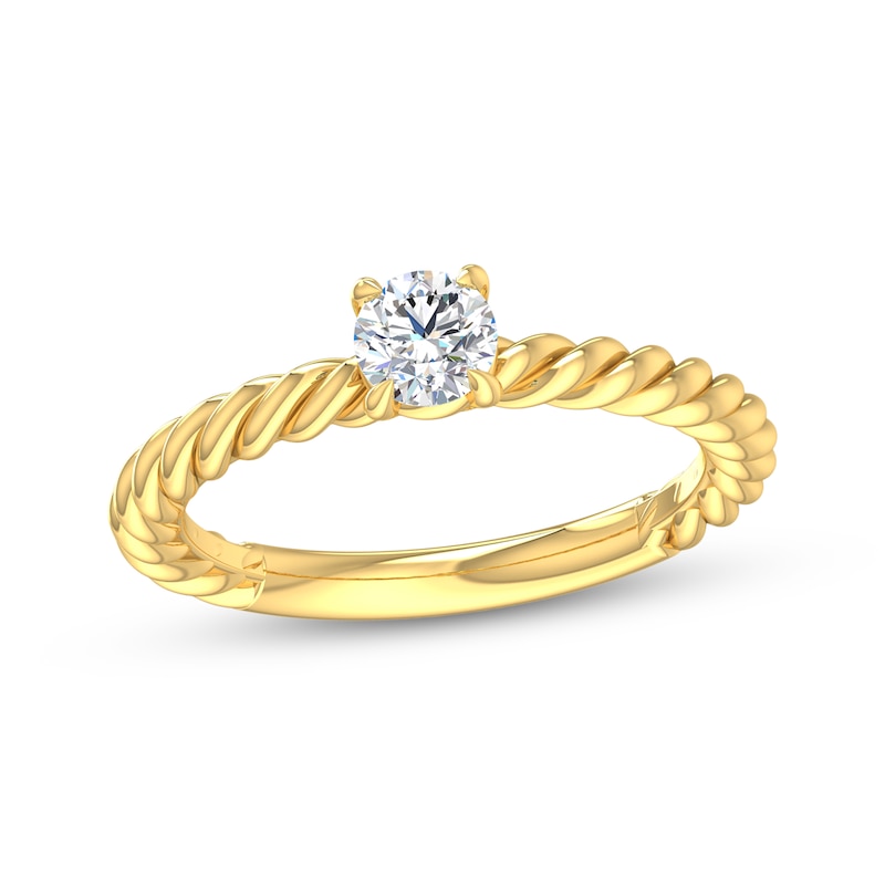 Main Image 1 of Adore Round-Cut Diamond Solitaire Rope Shank Engagement Ring 1/3 ct tw 14K Yellow Gold (I/I2)