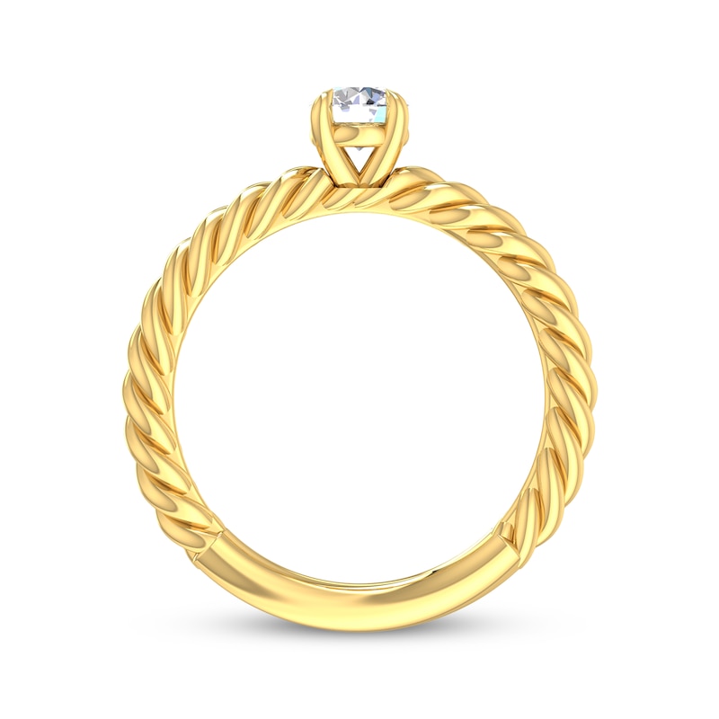 Main Image 3 of Adore Round-Cut Diamond Solitaire Rope Shank Engagement Ring 1/3 ct tw 14K Yellow Gold (I/I2)