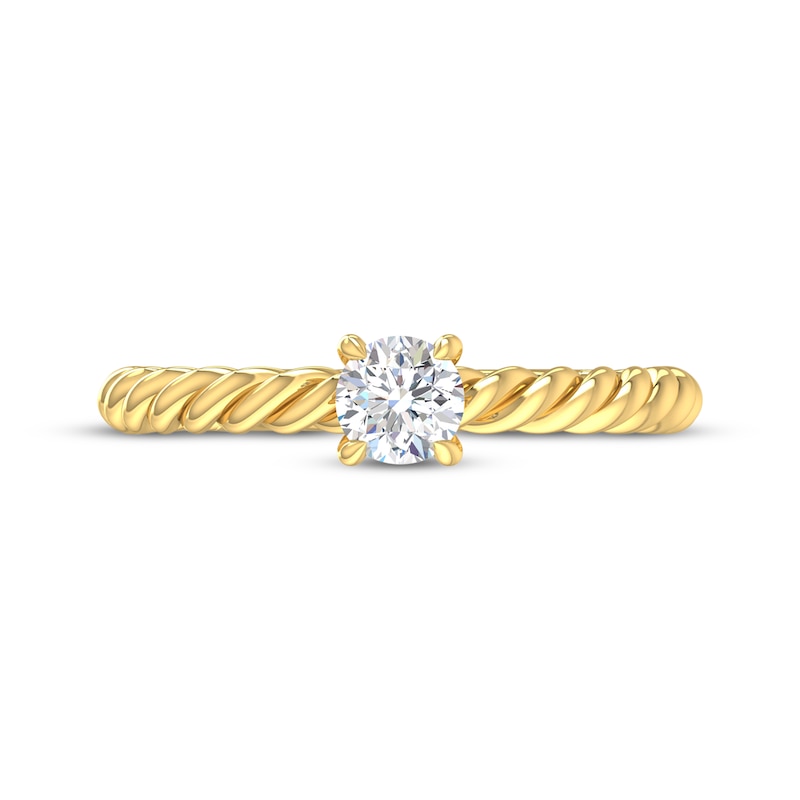Main Image 4 of Adore Round-Cut Diamond Solitaire Rope Shank Engagement Ring 1/3 ct tw 14K Yellow Gold (I/I2)