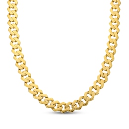 10mm Hexagon Curb Chain Necklace Semi-Solid 10K Yellow Gold 22"