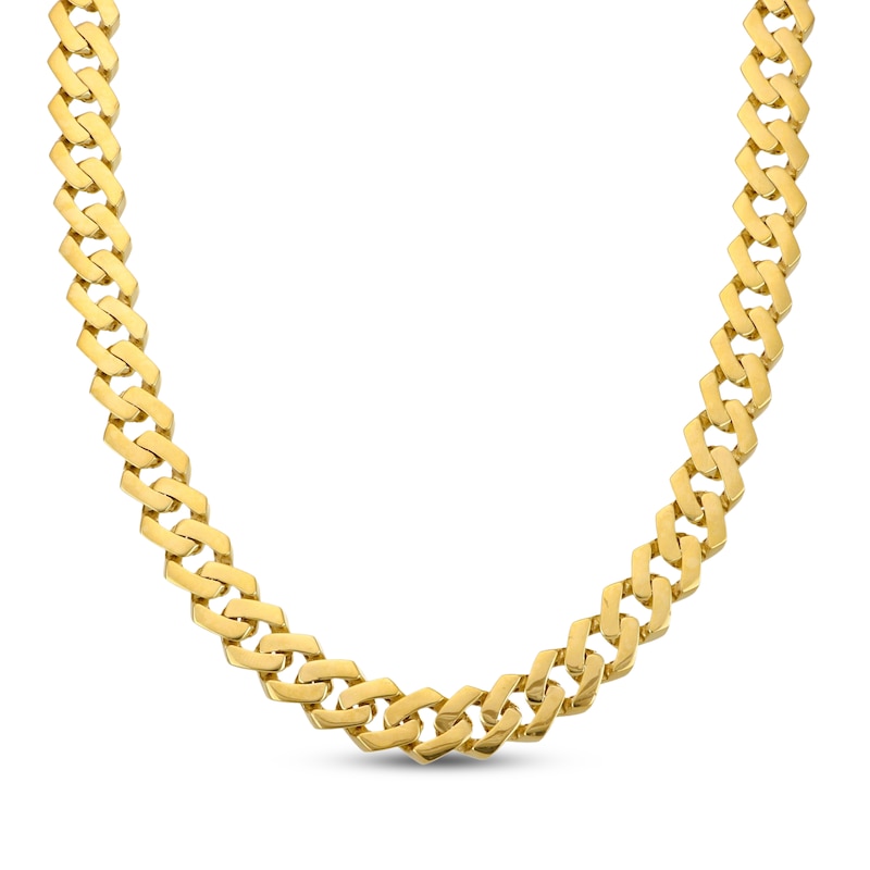 Main Image 1 of 10mm Hexagon Curb Chain Necklace Semi-Solid 10K Yellow Gold 22"