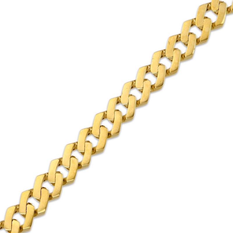 Main Image 2 of 10mm Hexagon Curb Chain Necklace Semi-Solid 10K Yellow Gold 22"