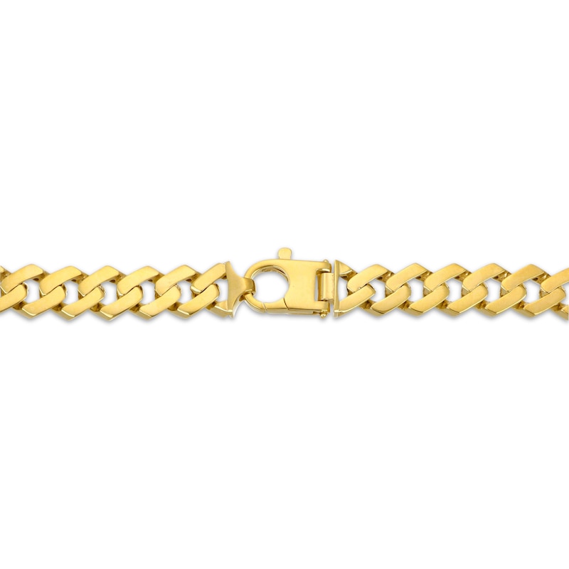 Main Image 3 of 10mm Hexagon Curb Chain Necklace Semi-Solid 10K Yellow Gold 22"