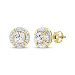 KAY Lab-Grown Diamonds Men's Halo Stud Earrings 1 ct tw 10K Yellow Gold